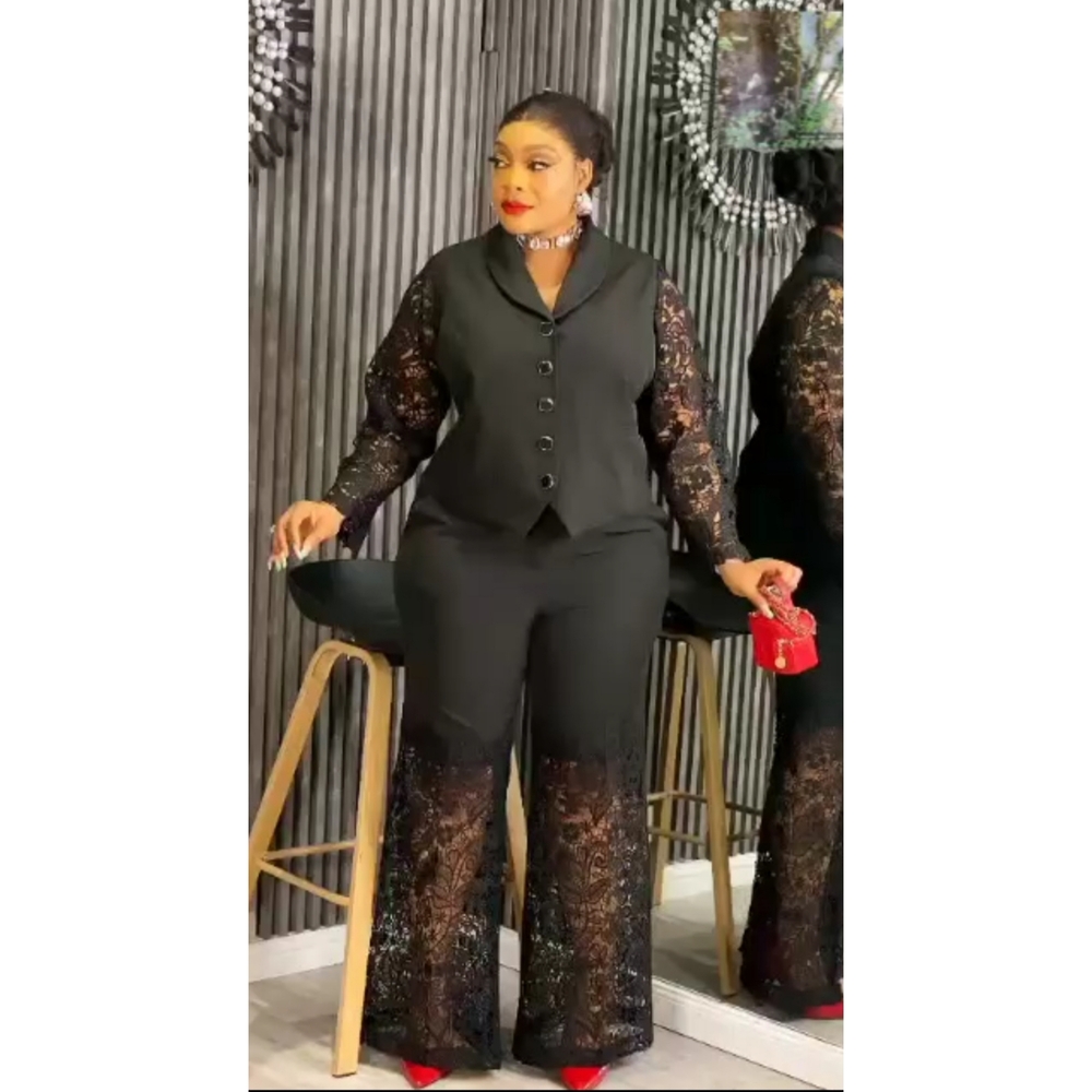 Women's Lace Blazer and Pant Set